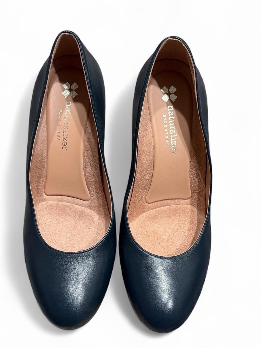 Naturalizer Navy Leather Mid Heel Pumps